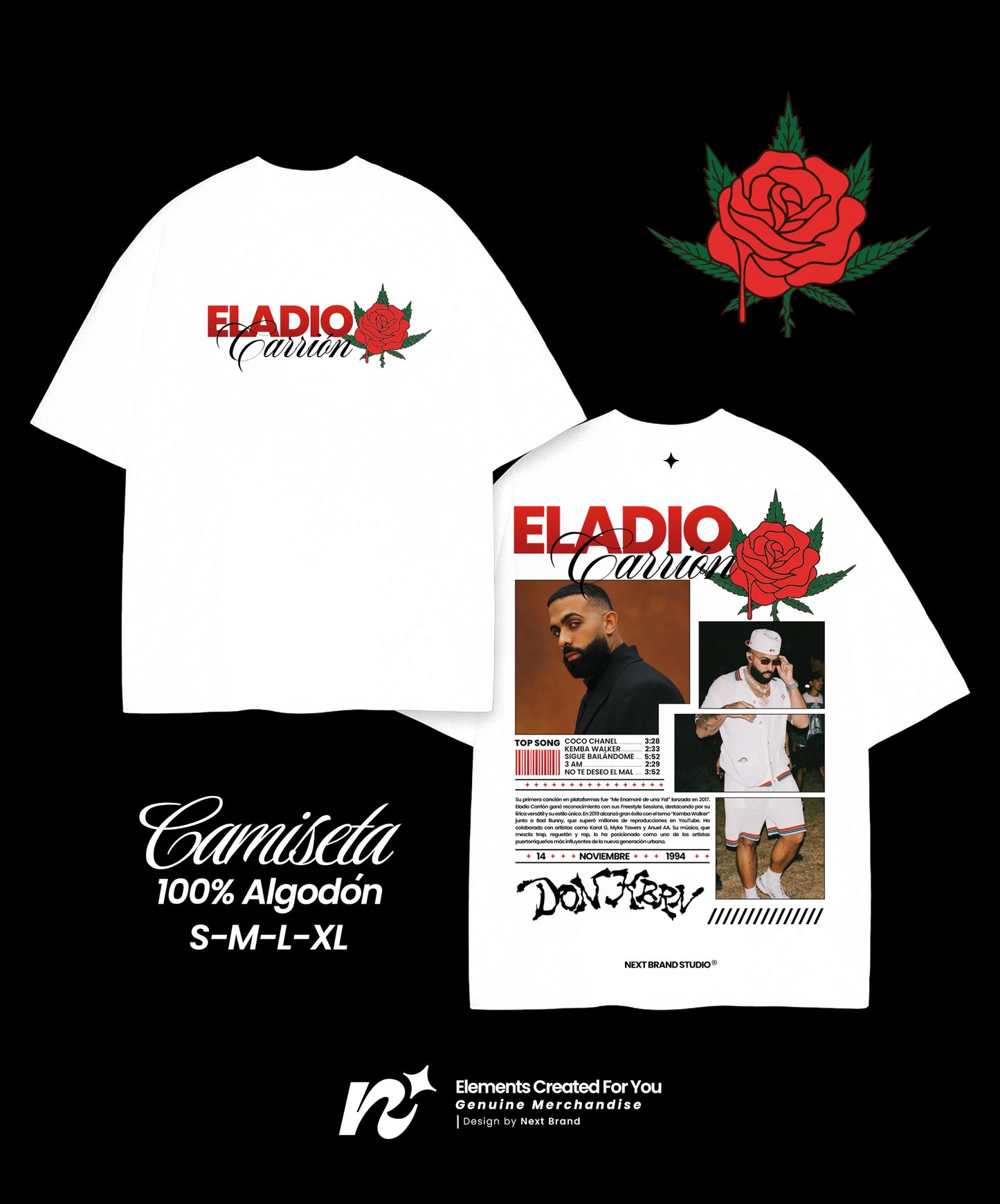 Camiseta Eladio Carrión - Mosaico Sauce Boyz Blanca
