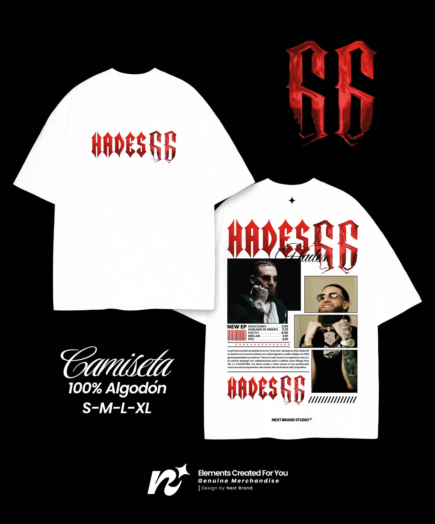 Camiseta Hades66 - Mosaico Blanca