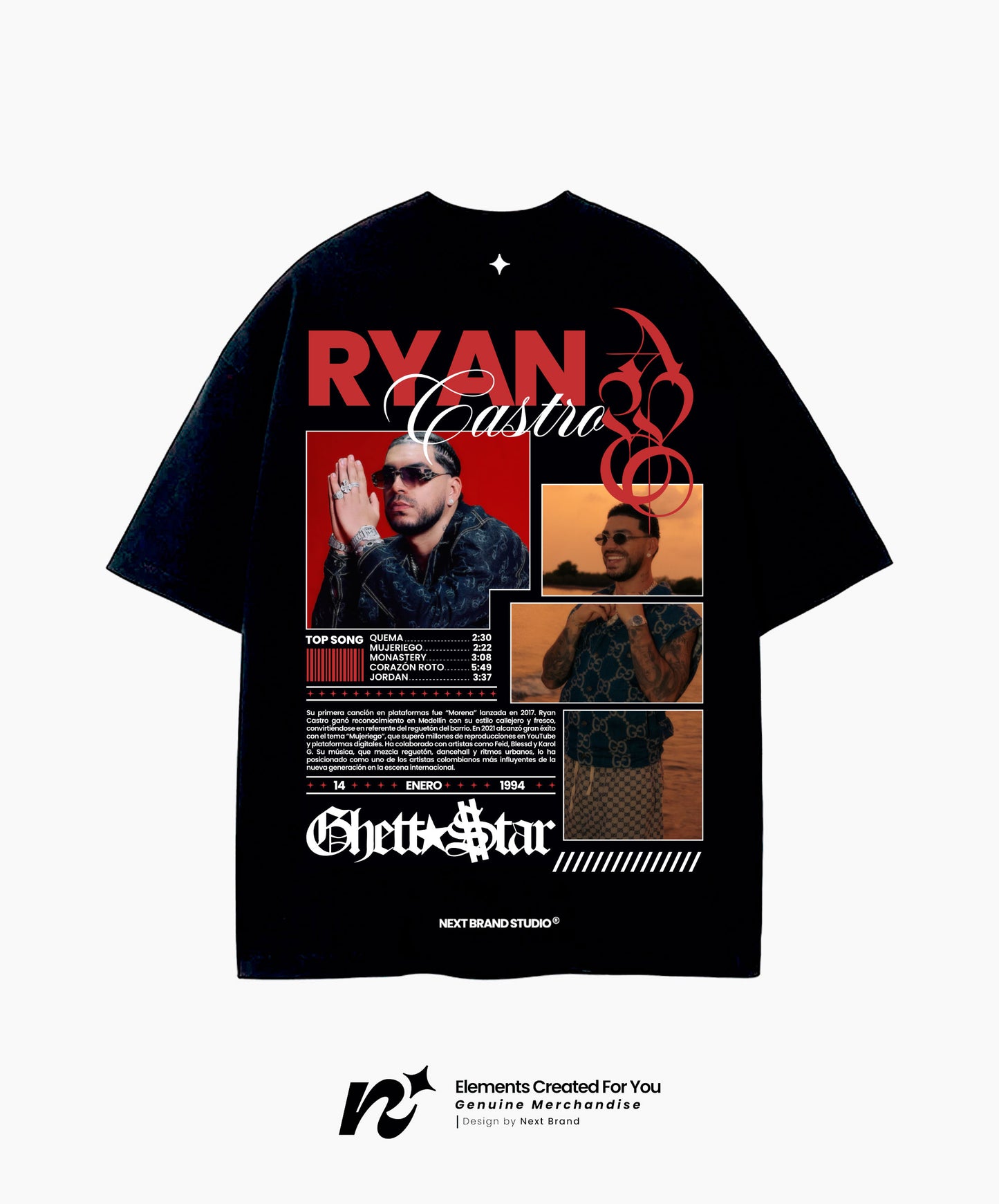 Camiseta Ryan Castro - Mosaico en Negro