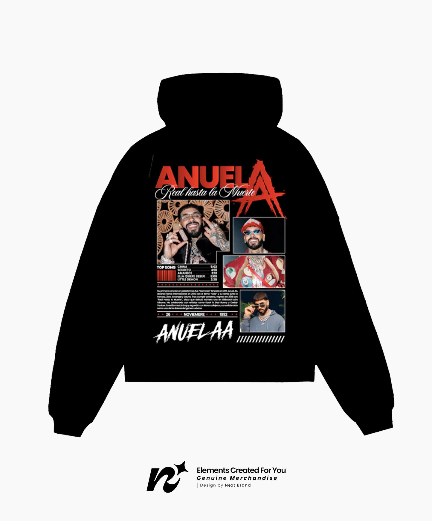 Hoodie Oficial de Anuel AA - Color Negro