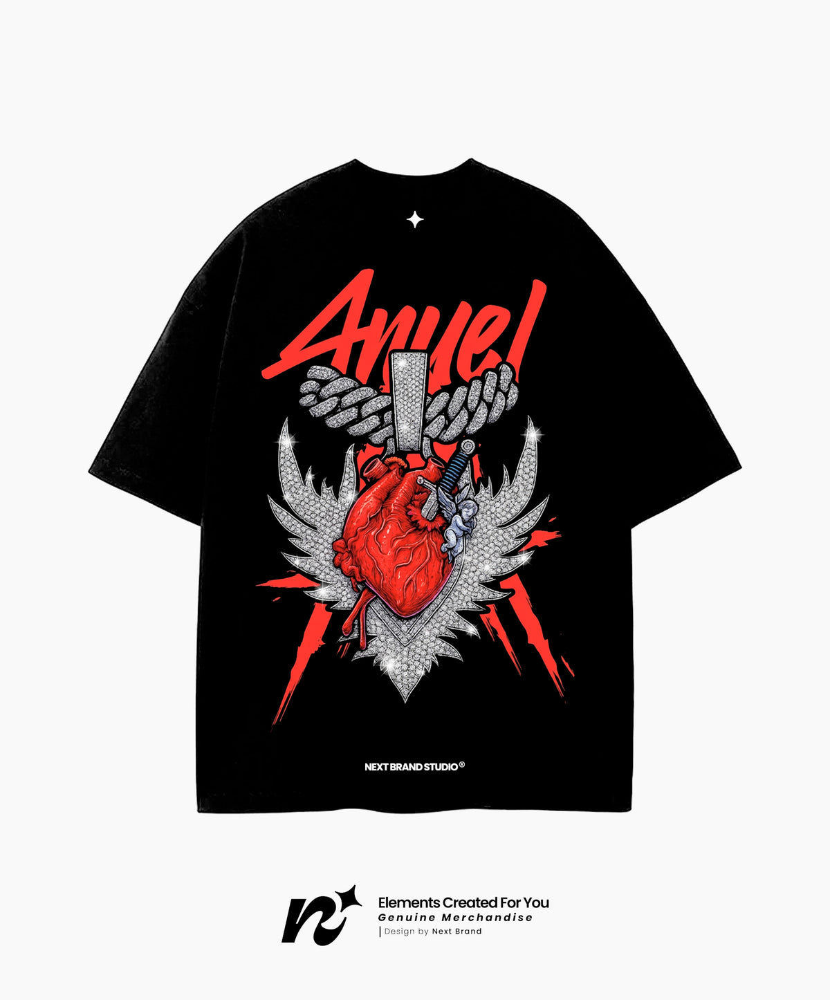 Camiseta Anuel - Corazón Sagrado Negra