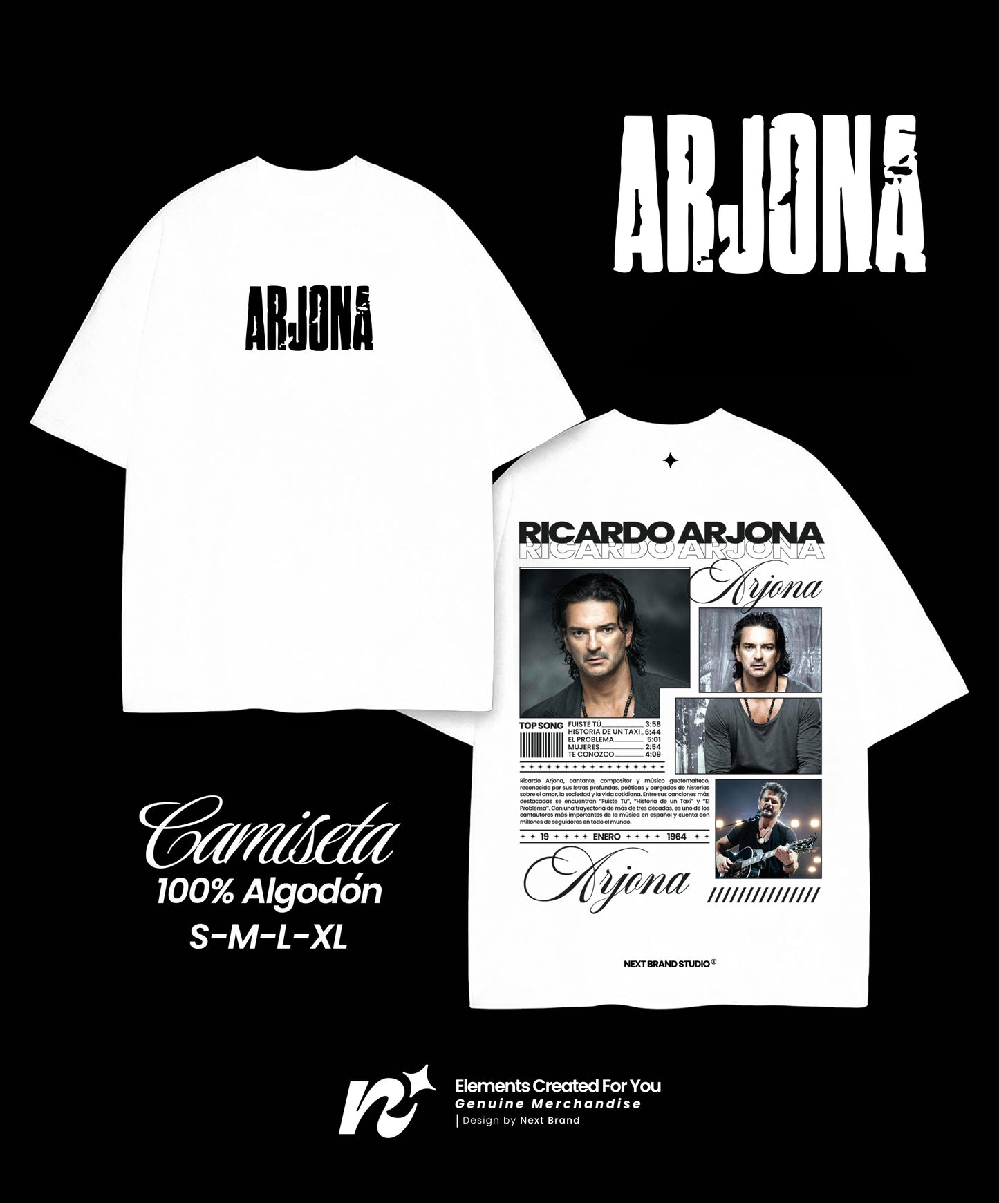 Camiseta Ricardo Arjona - Mosaico Blanco