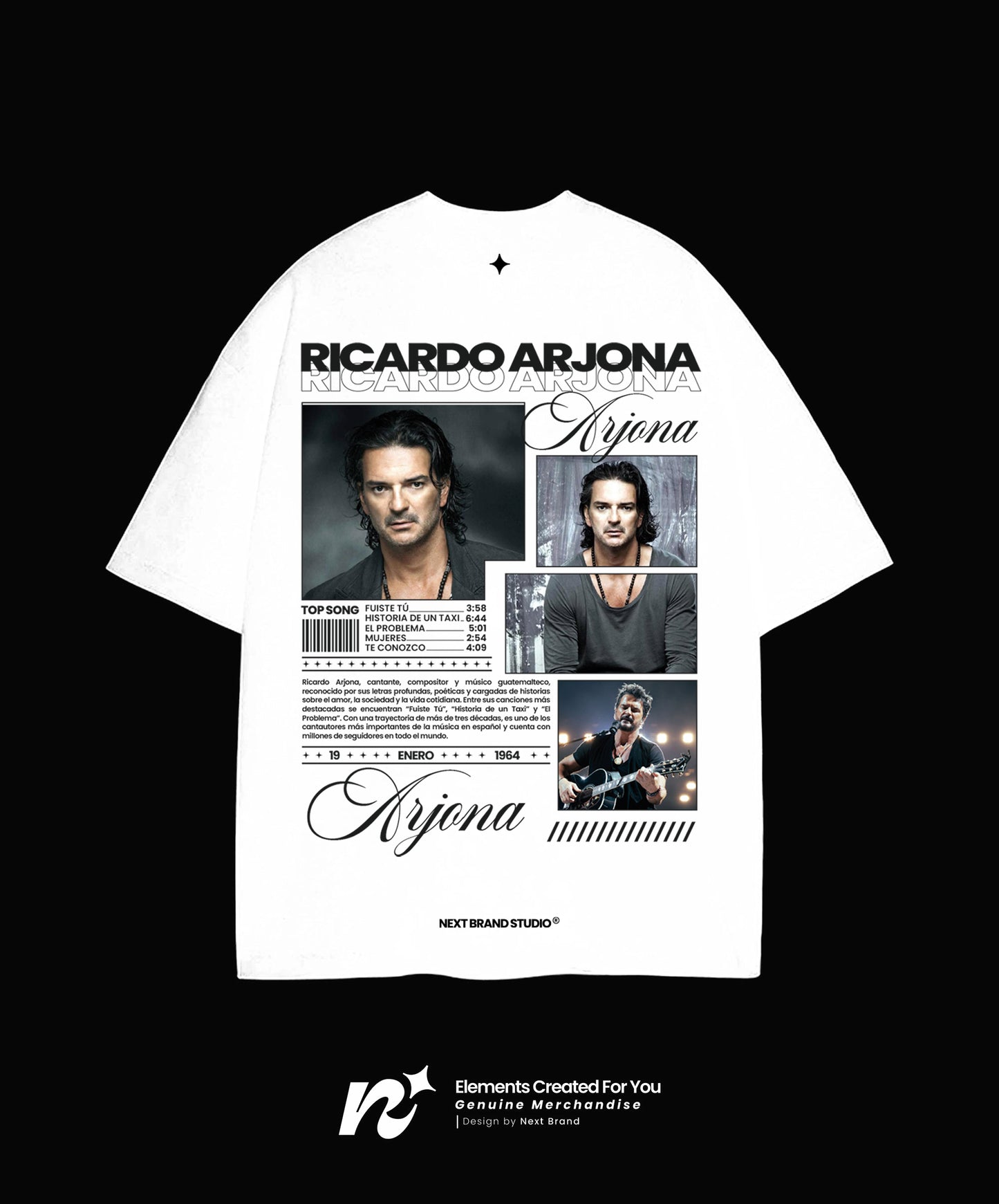 Camiseta Ricardo Arjona - Mosaico Blanco