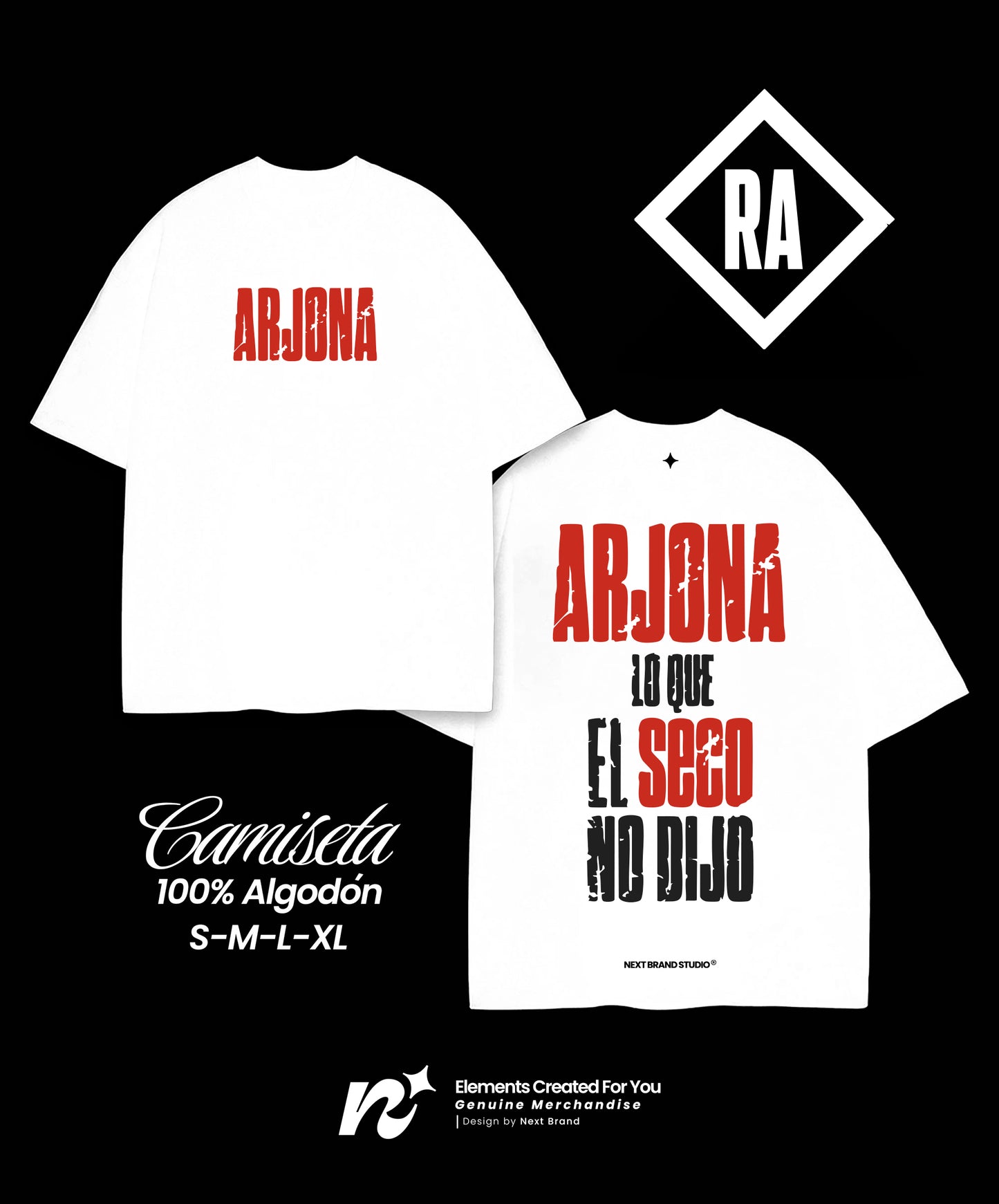 Camiseta Ricardo Arjona - Seco Blanca