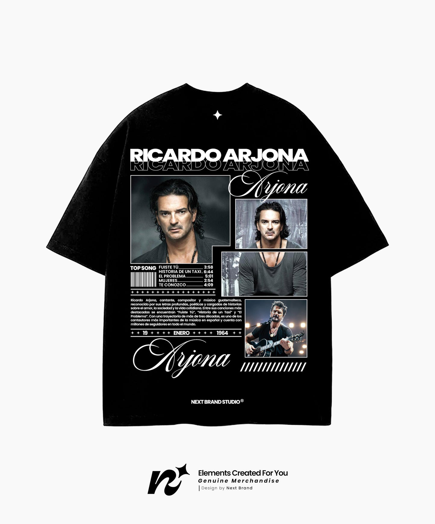 Camiseta Ricardo Arjona - Mosaico Negro