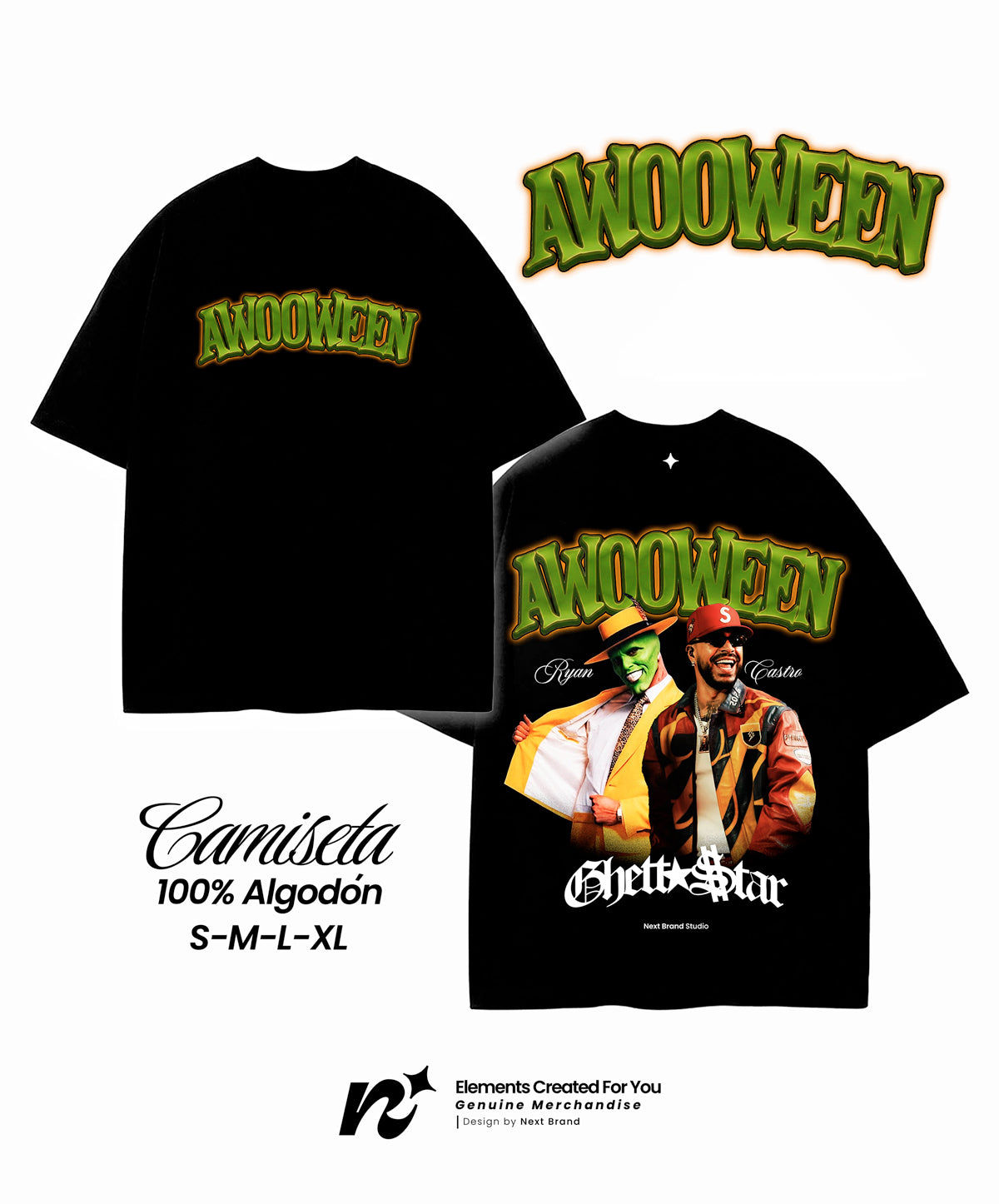 Camiseta Ryan Castro Awooween Estampado Atrás Negra