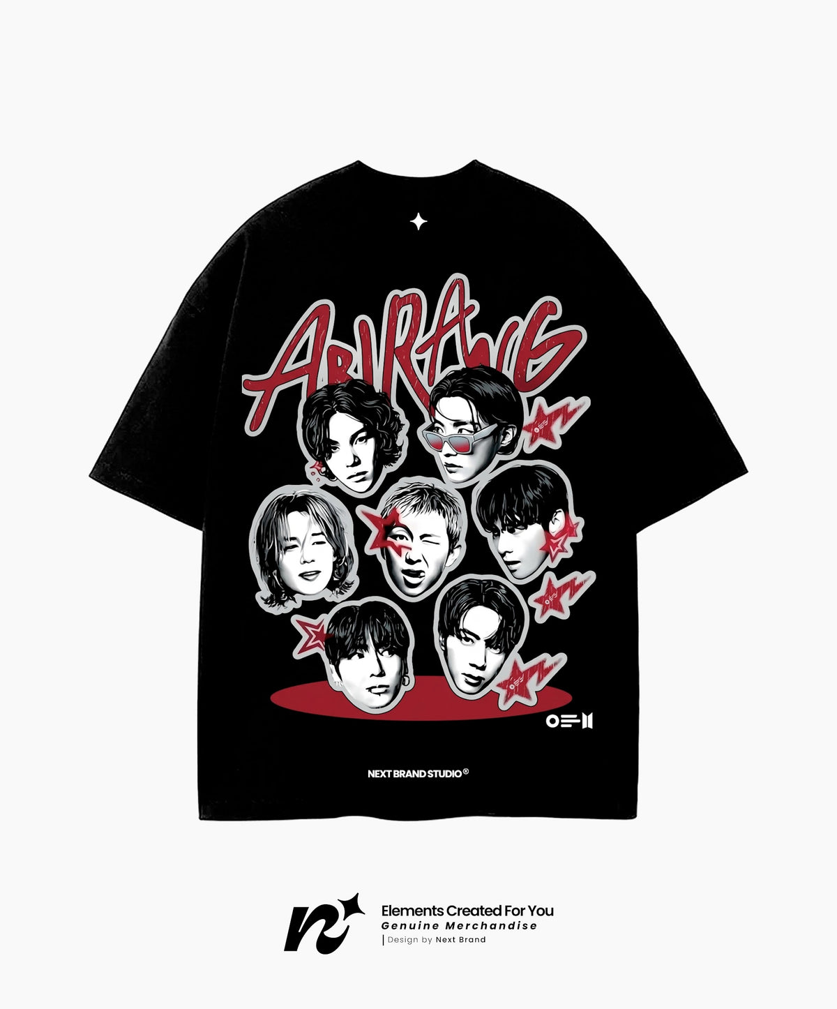 Camiseta BTS ARMY Rostros Negra