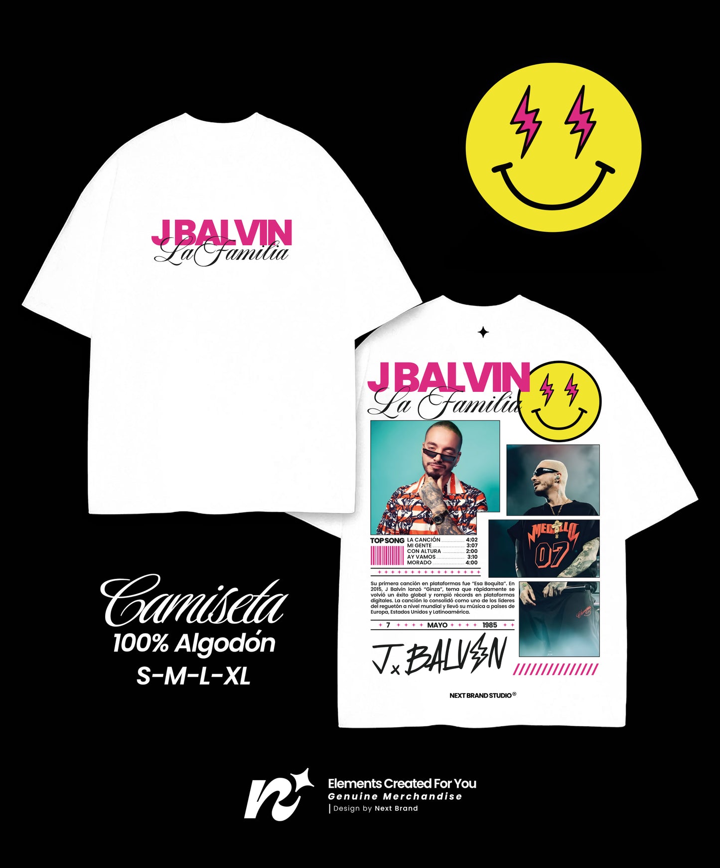 Camiseta Oficial J Balvin - Mosaico Blanca