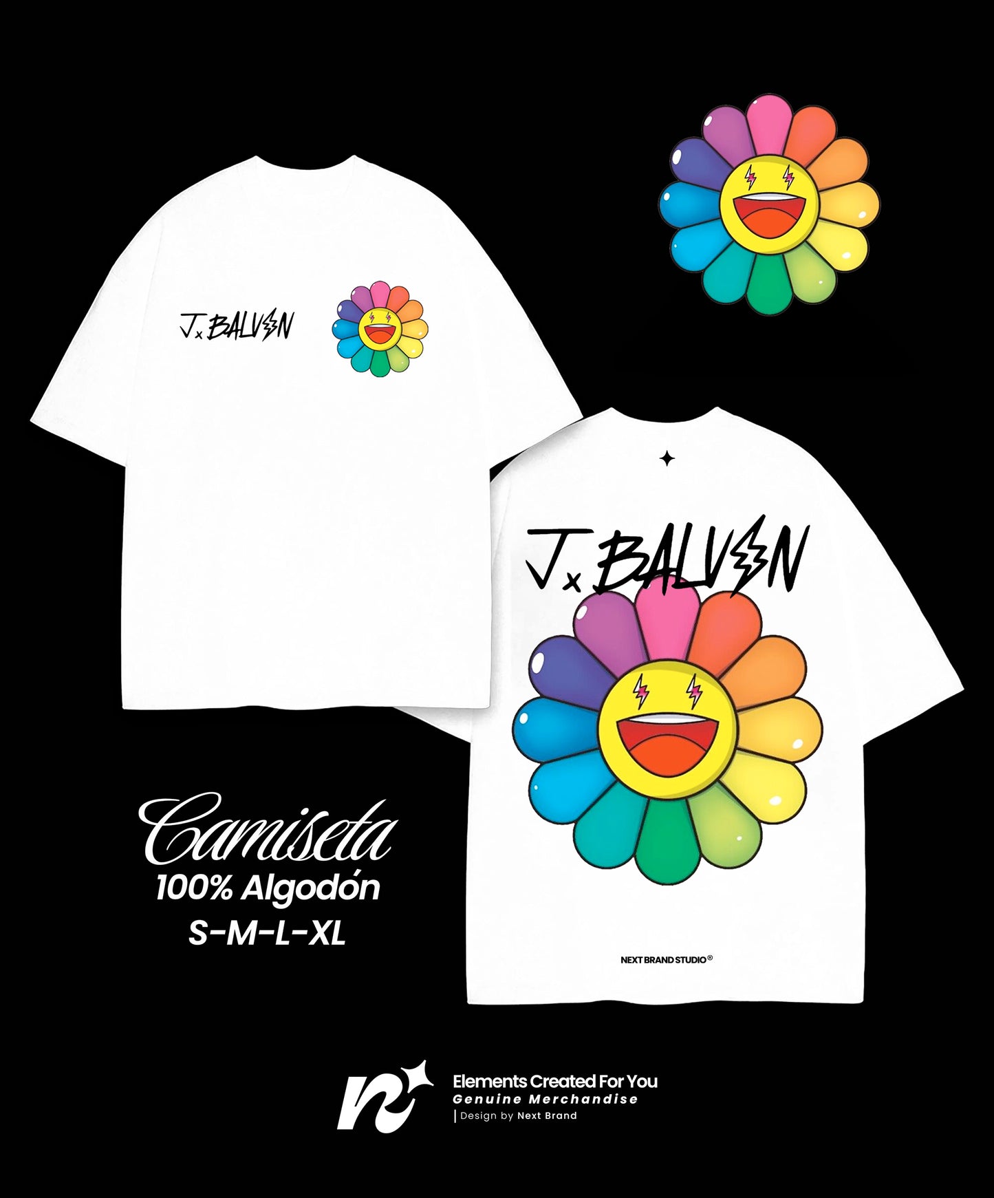 Camiseta Oficial J Balvin - Colores en Blanco