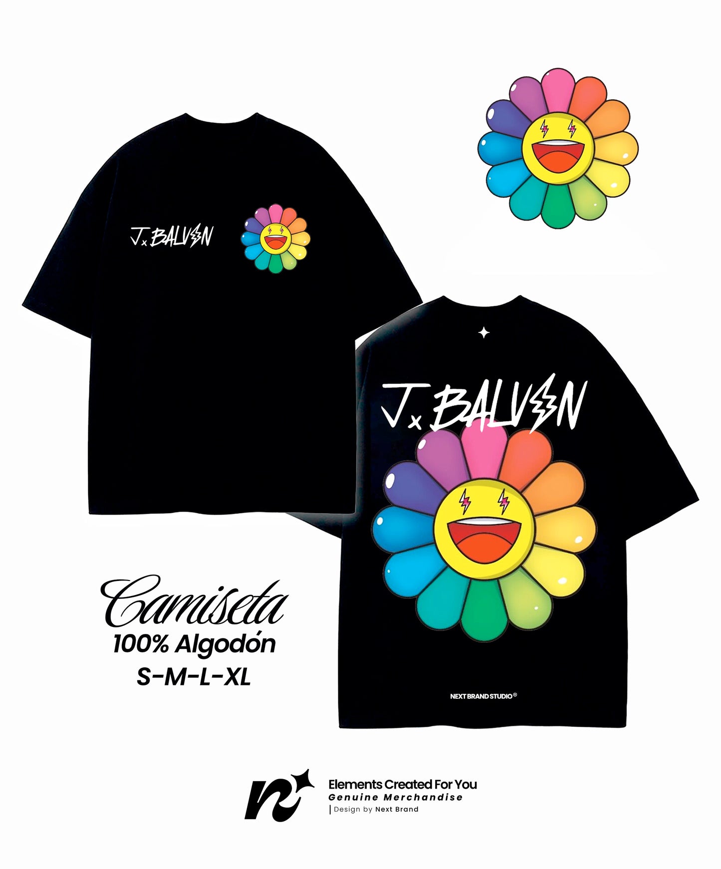 Camiseta Oficial J Balvin - Colores en Negro