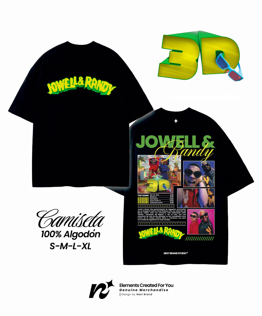 Camiseta Jowell y Randy - Mosaico Negro