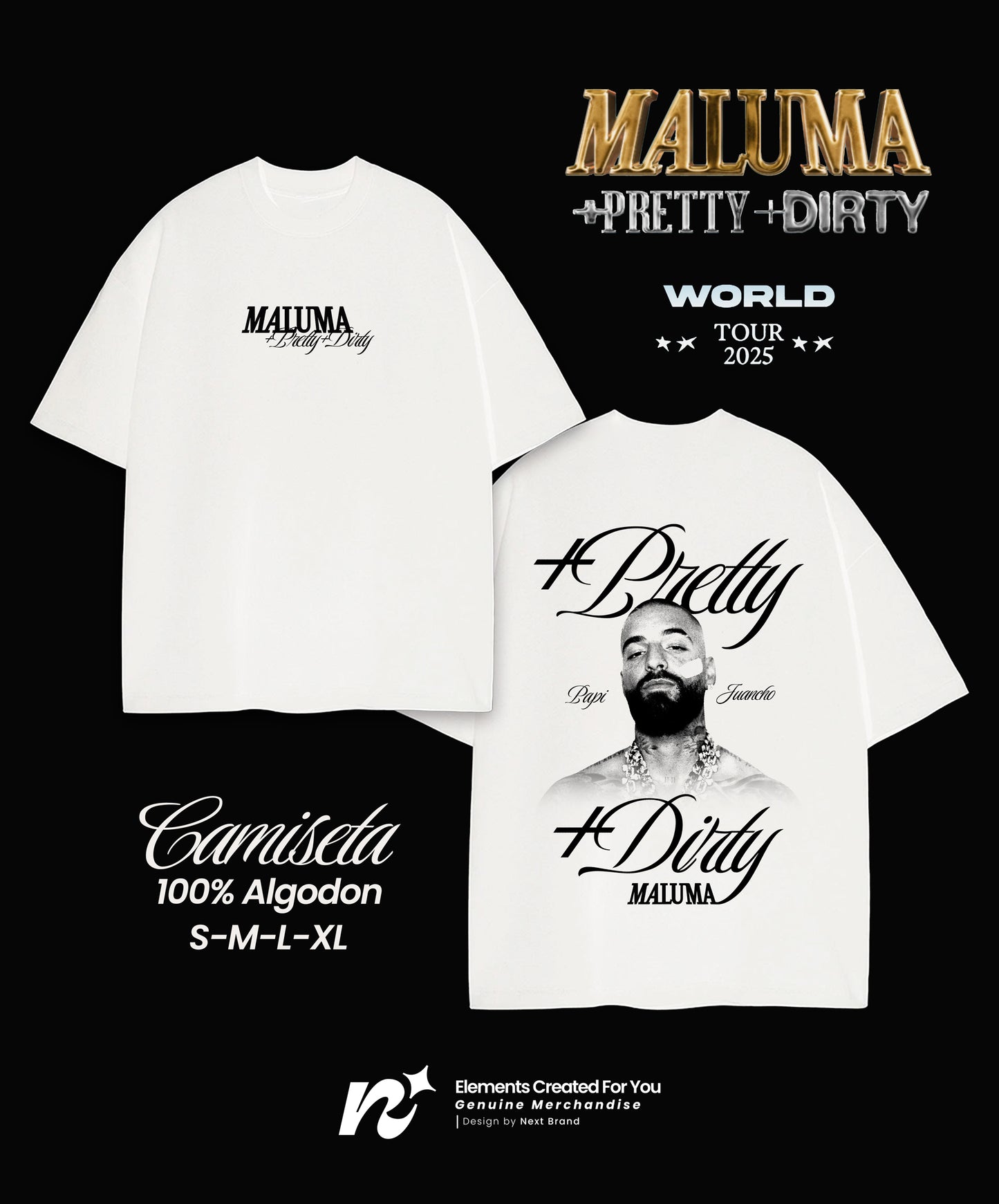 Camiseta Maluma - Más Pretty Blanca