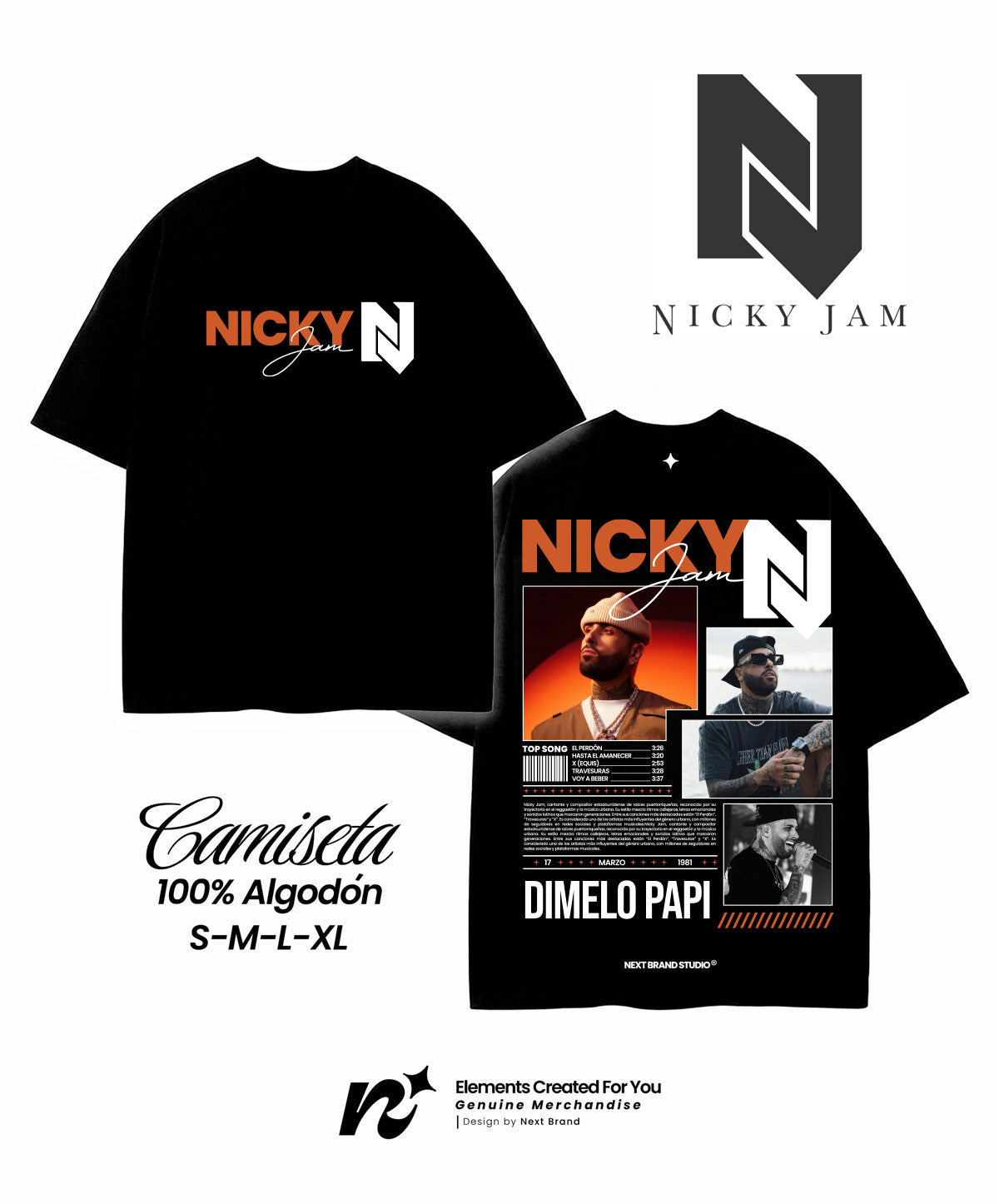 Camiseta Nicky Jam - Mosaico Negro