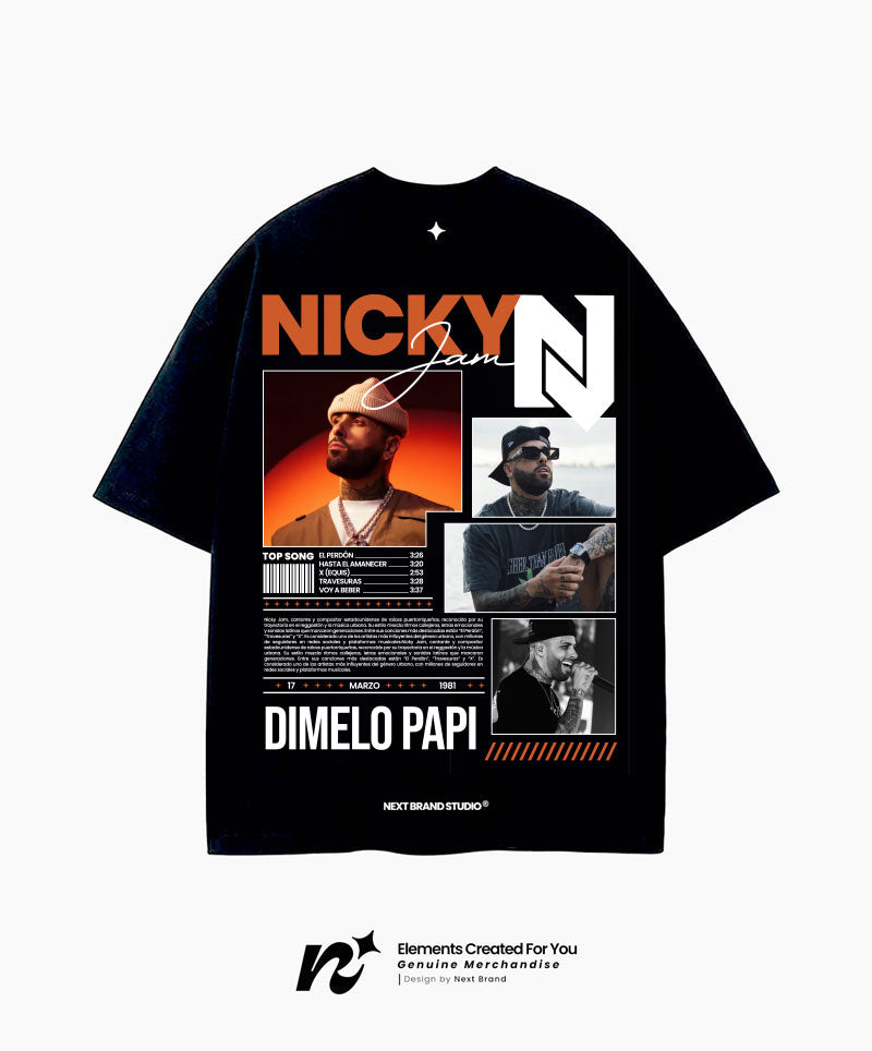 Camiseta Nicky Jam - Mosaico Negro