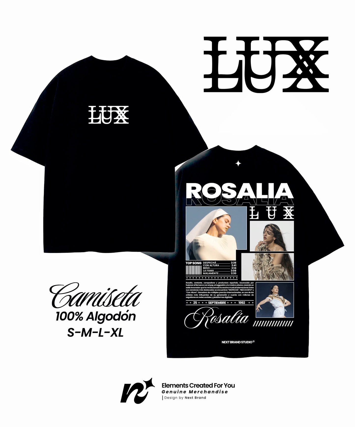 Camiseta Rosalía - Mosaico Negro