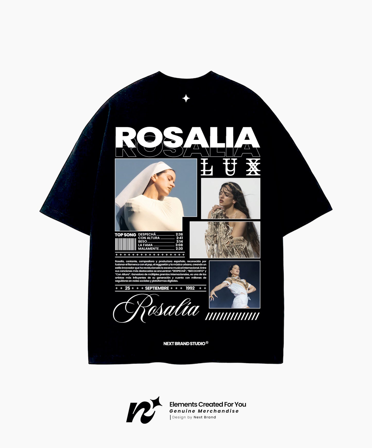 Camiseta Rosalía - Mosaico Negro