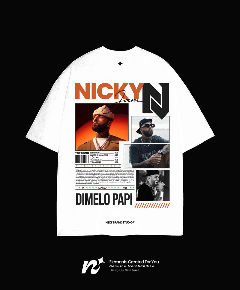 Camiseta Nicky Jam - Mosaico Blanco