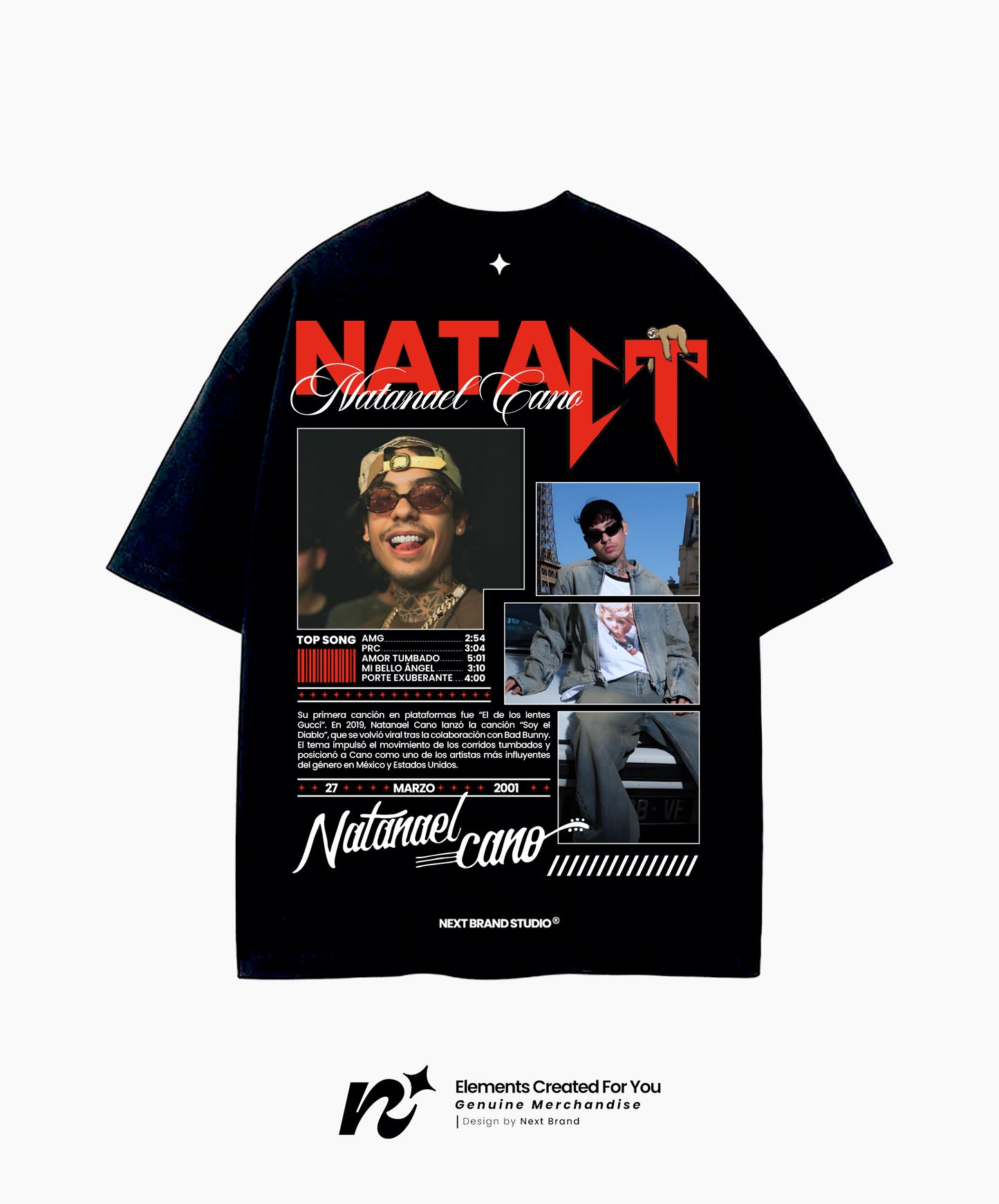 Camiseta Natanael Cano - Mosaico Negra