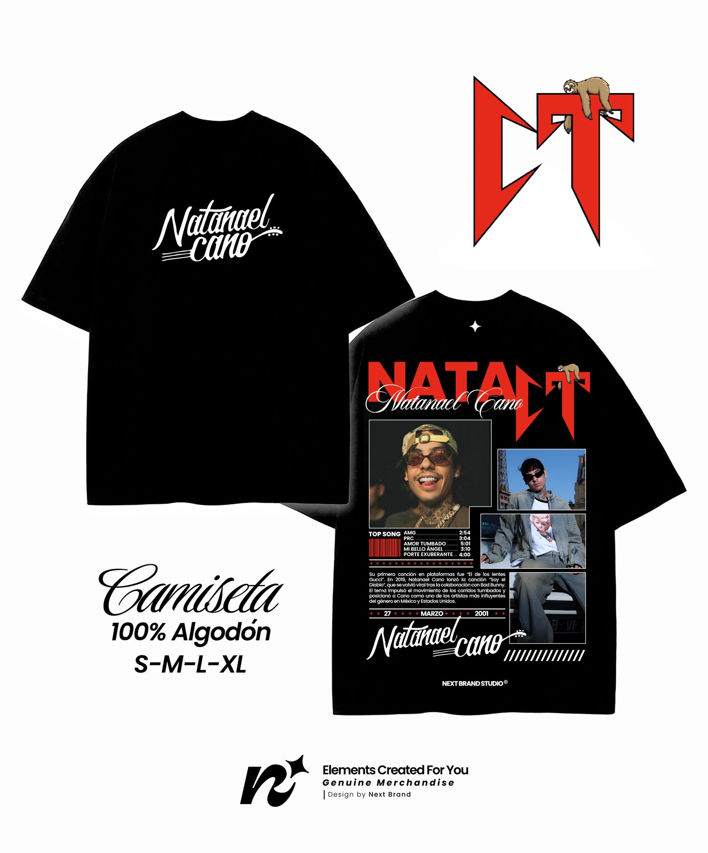 Camiseta Natanael Cano - Mosaico Negra