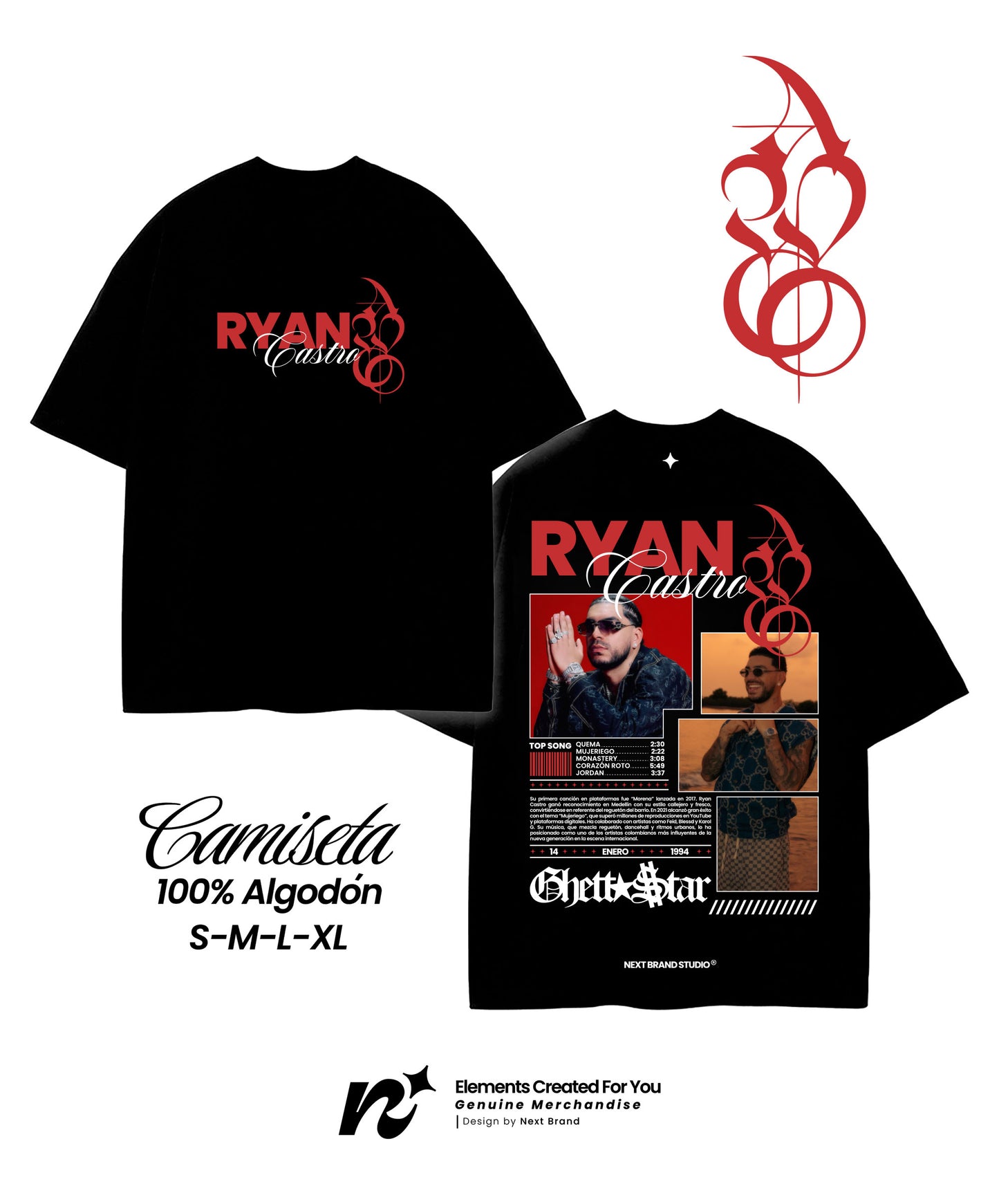 Camiseta Ryan Castro - Mosaico en Negro