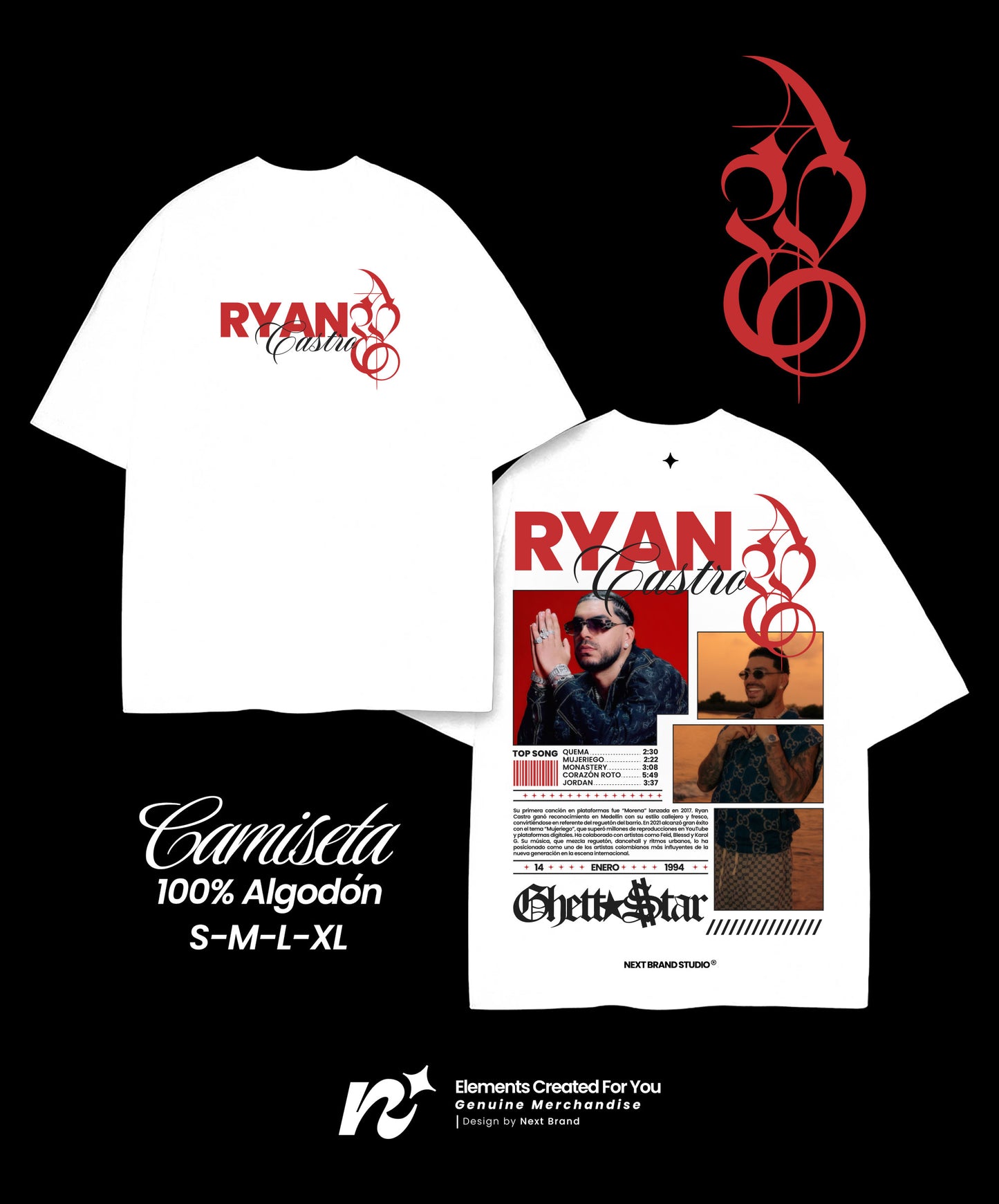 Camiseta Ryan Castro - Mosaico en Blanco