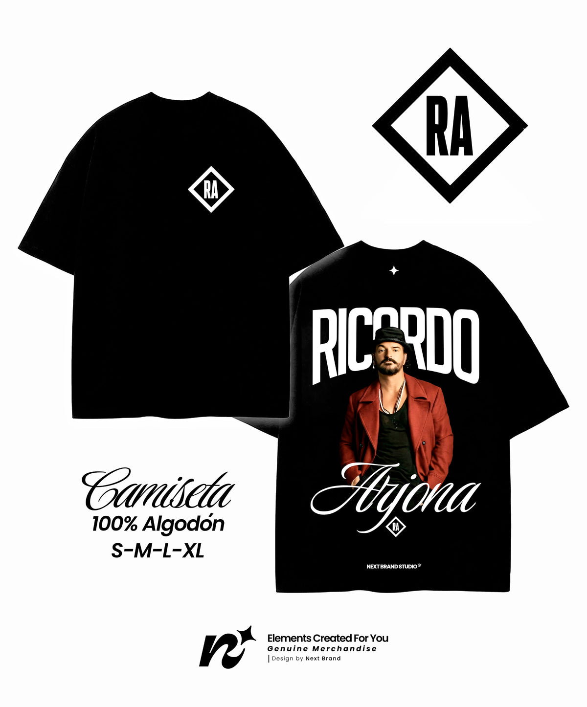 Camiseta Ricardo Arjona - RA Negra