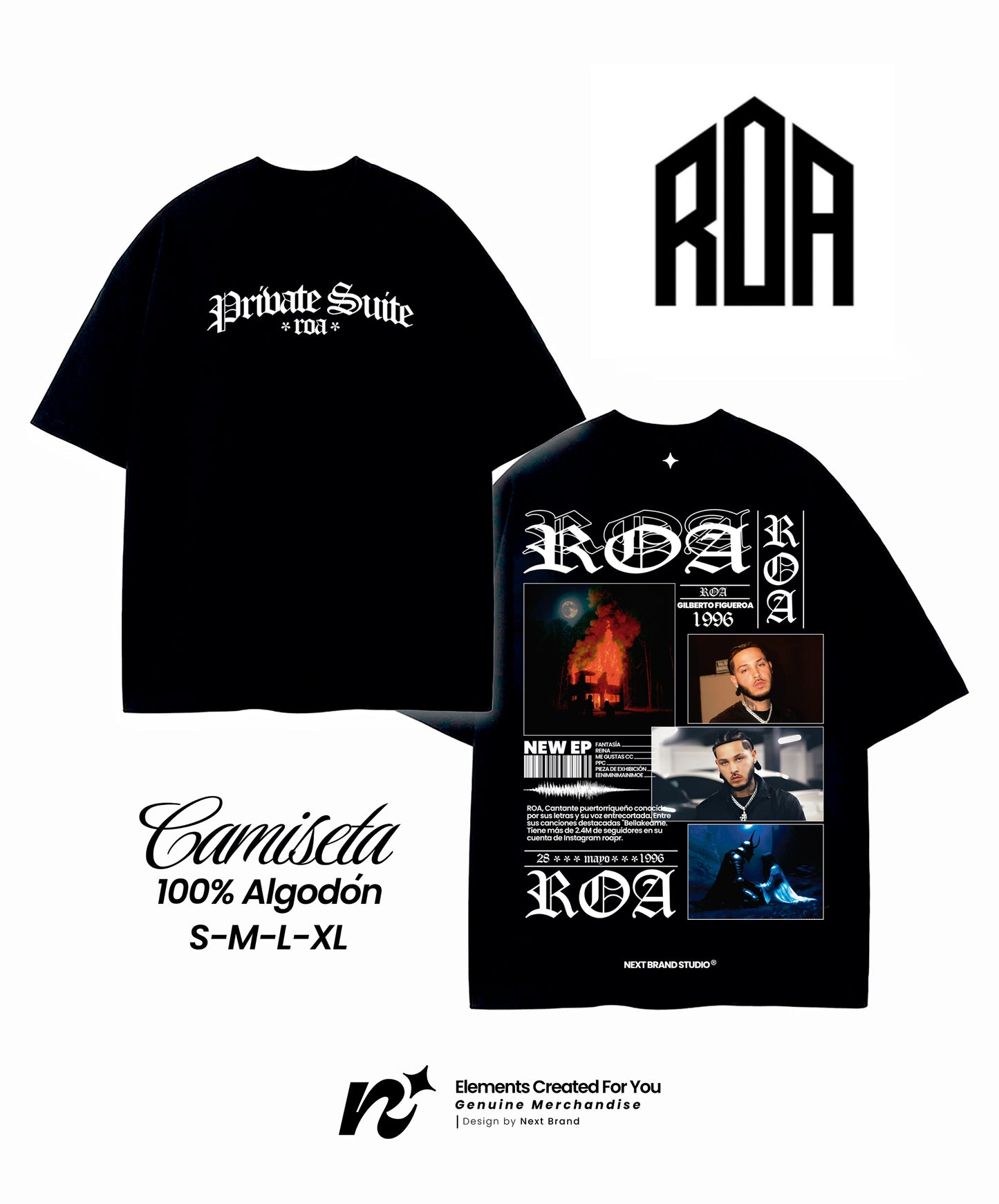 Camiseta Roa - Mosaico Negro