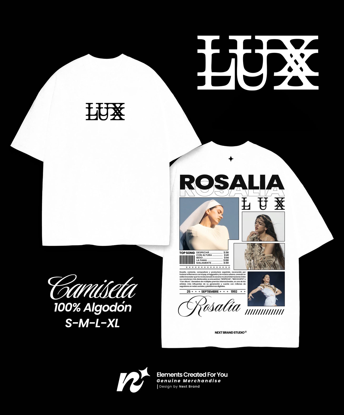 Camiseta Rosalía - Mosaico Blanco