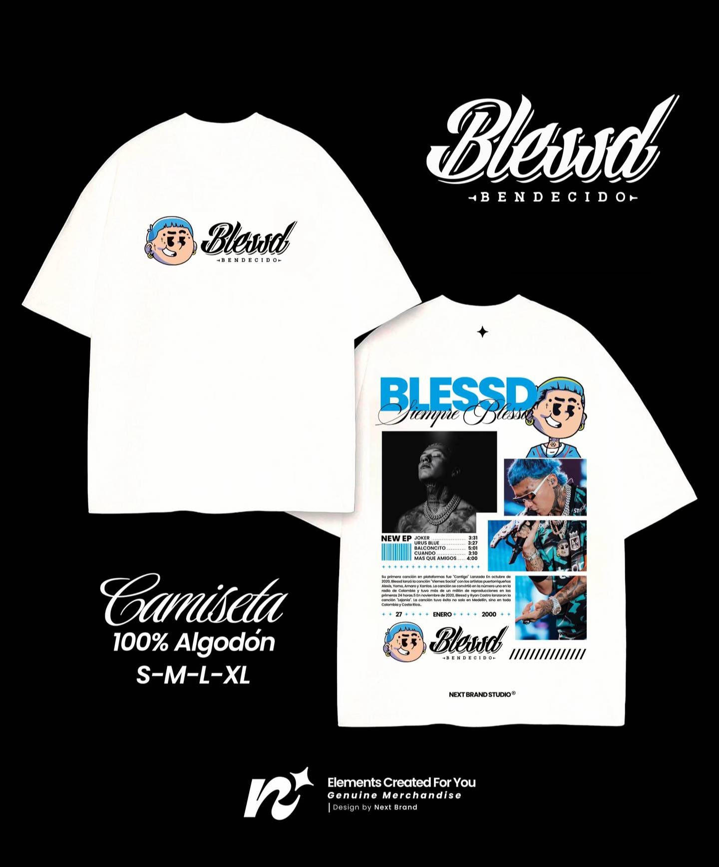 Camiseta Blessd - Mosaico en Blanco