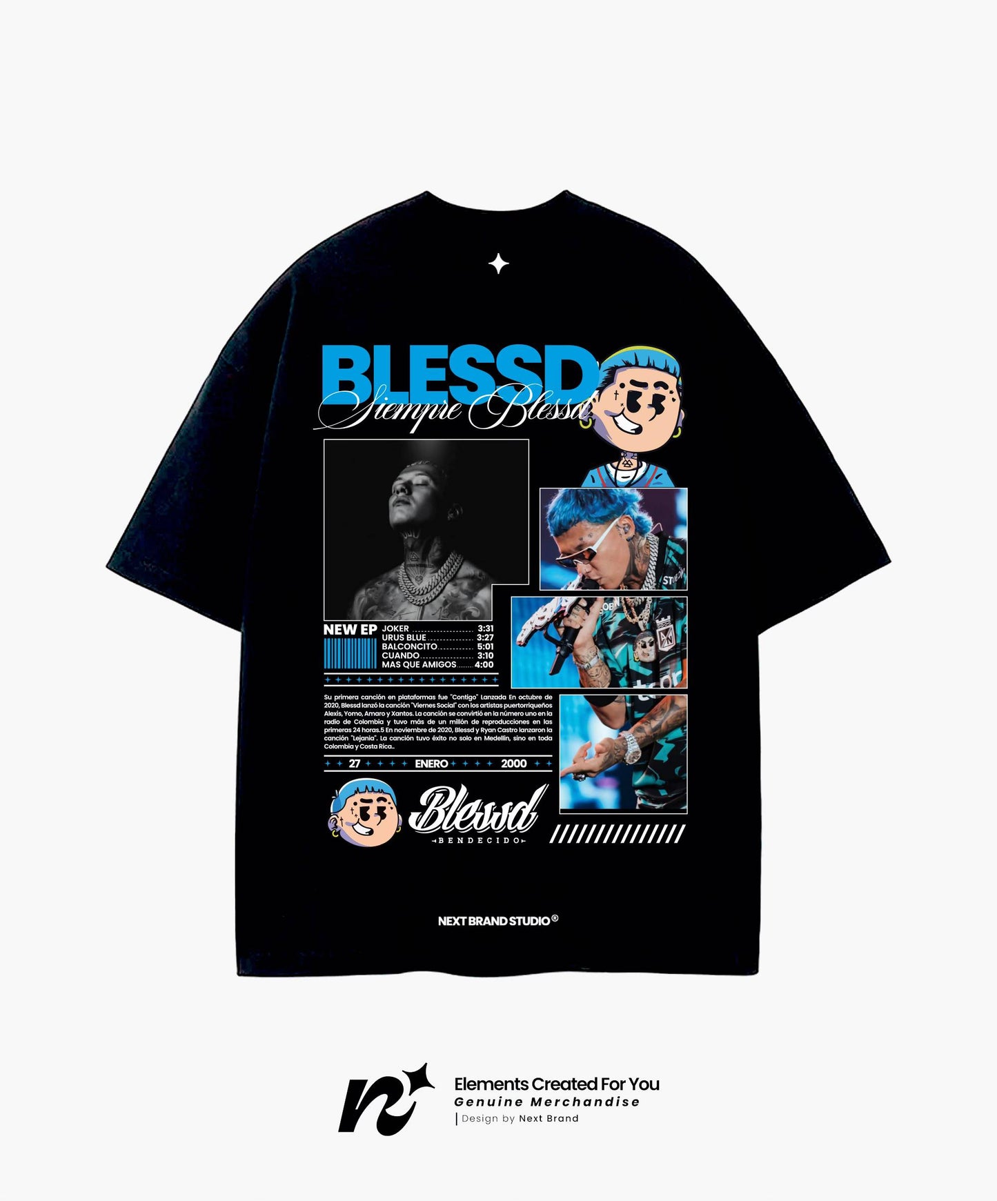 Camiseta Blessd - Mosaico en Negro