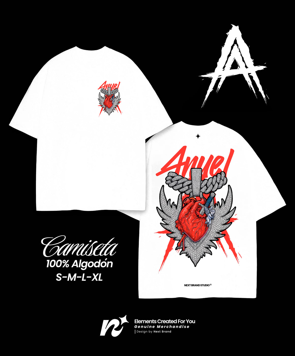 Camiseta Anuel - Corazón Sagrado Blanca