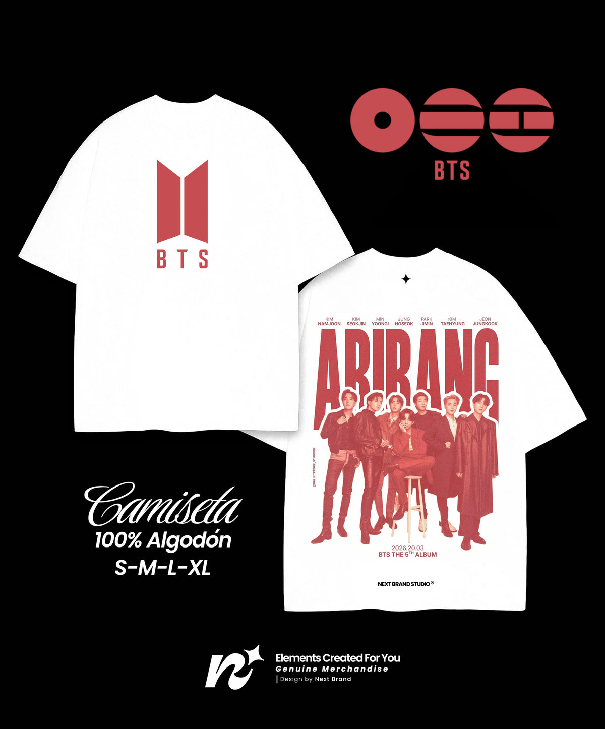 Camiseta Edición Especial BTS ARIRANG Blanca