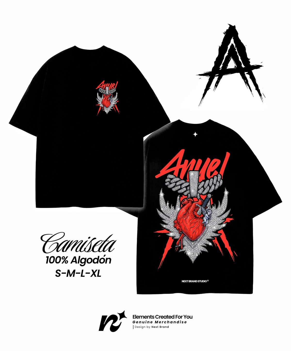 Camiseta Anuel - Corazón Sagrado Negra
